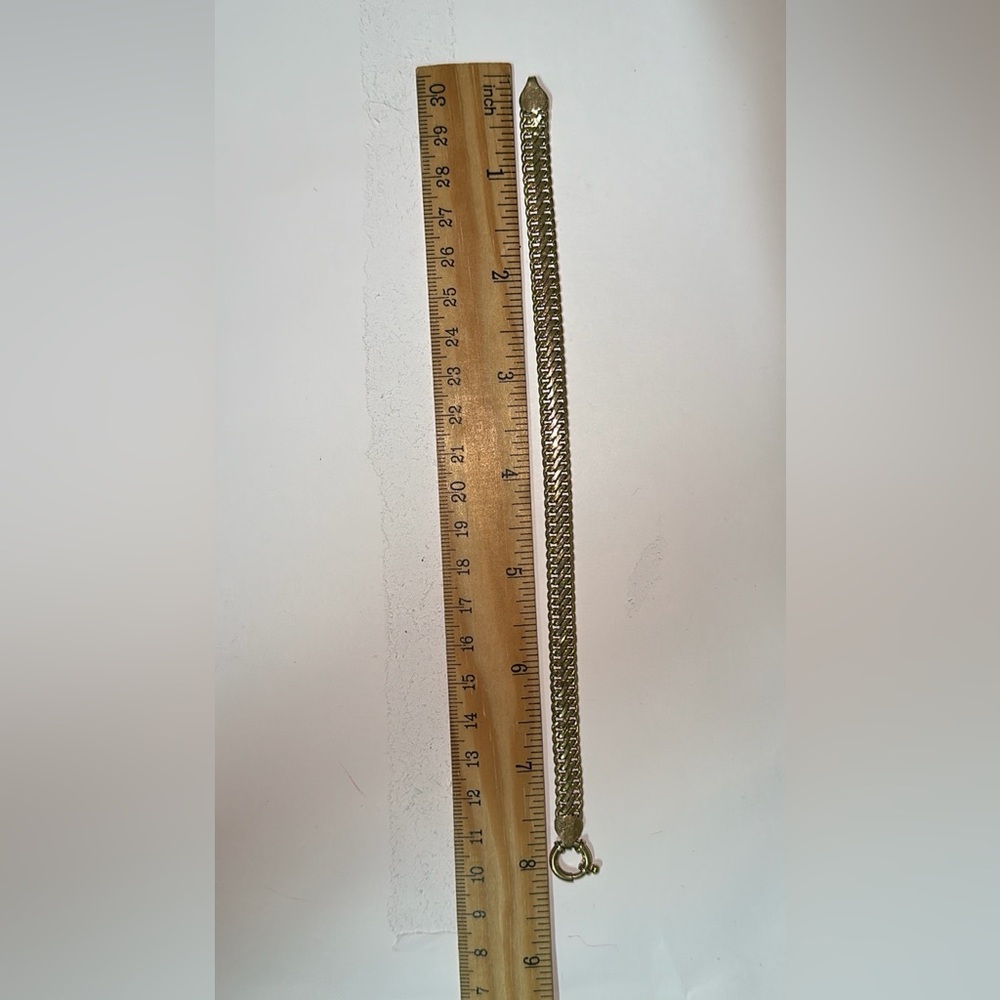 Real Stamped 14K Yellow Gold Fancy Woven Link Bracelet Senora Clasp 8.25” Length - Picture 8 of 13